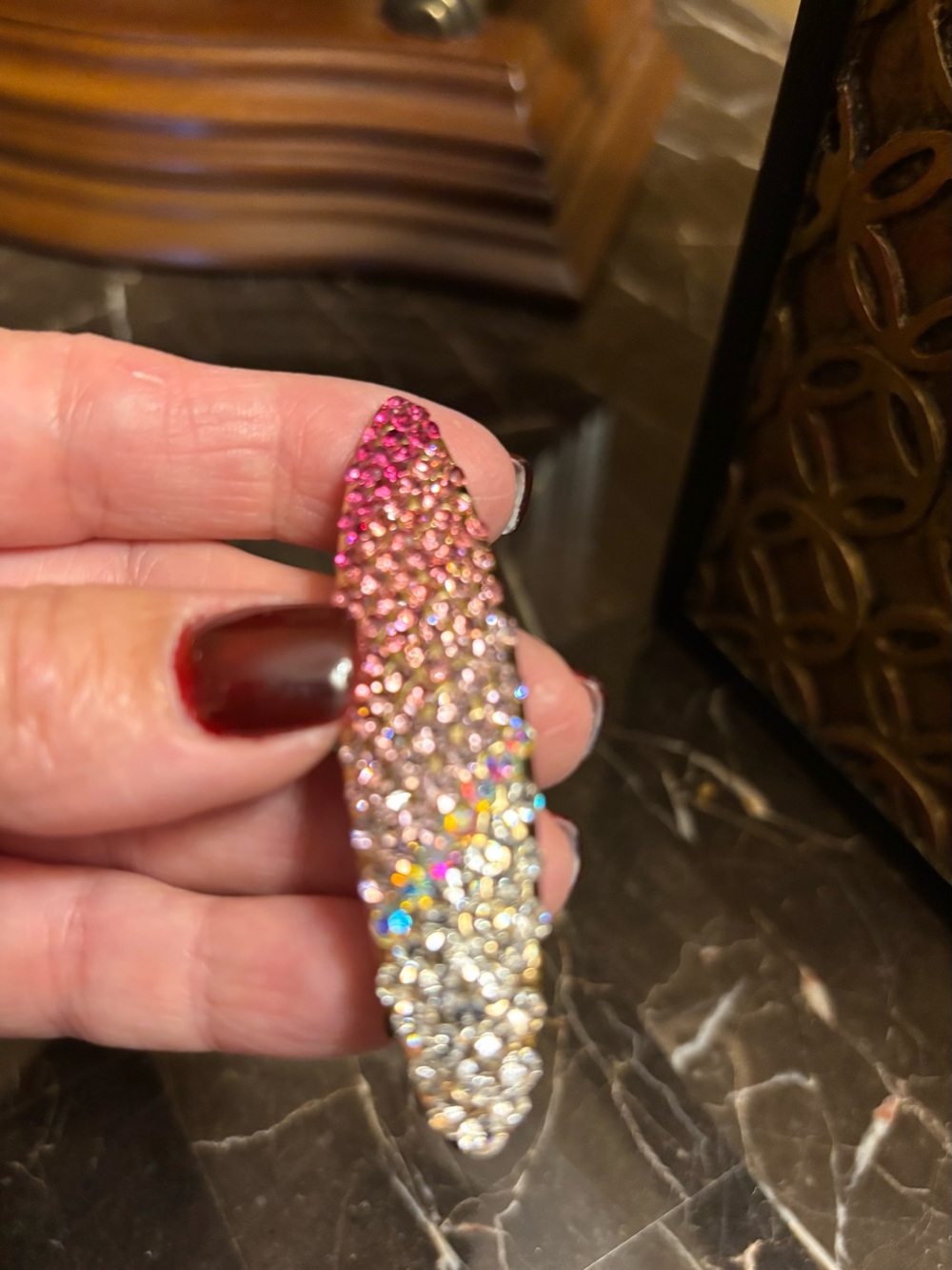 Sparkling Pink/Gold Crystal Hair Clip - Women Makeup Accessory